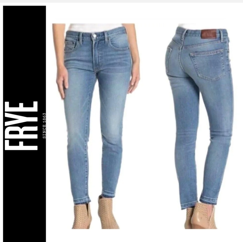 Frye Light Wash Slim Fit Ankle Cropped Jeans. Size 8